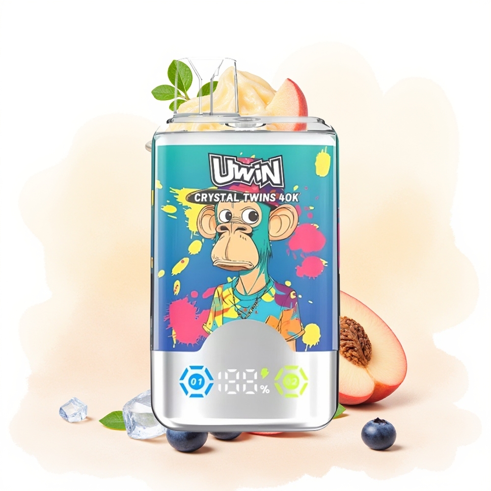 Wholesale Poland UWIN Crystal Twins 40000 Puffs Dwa Smaki Blueberry On Ice Letnia Brzoskwinia Ice