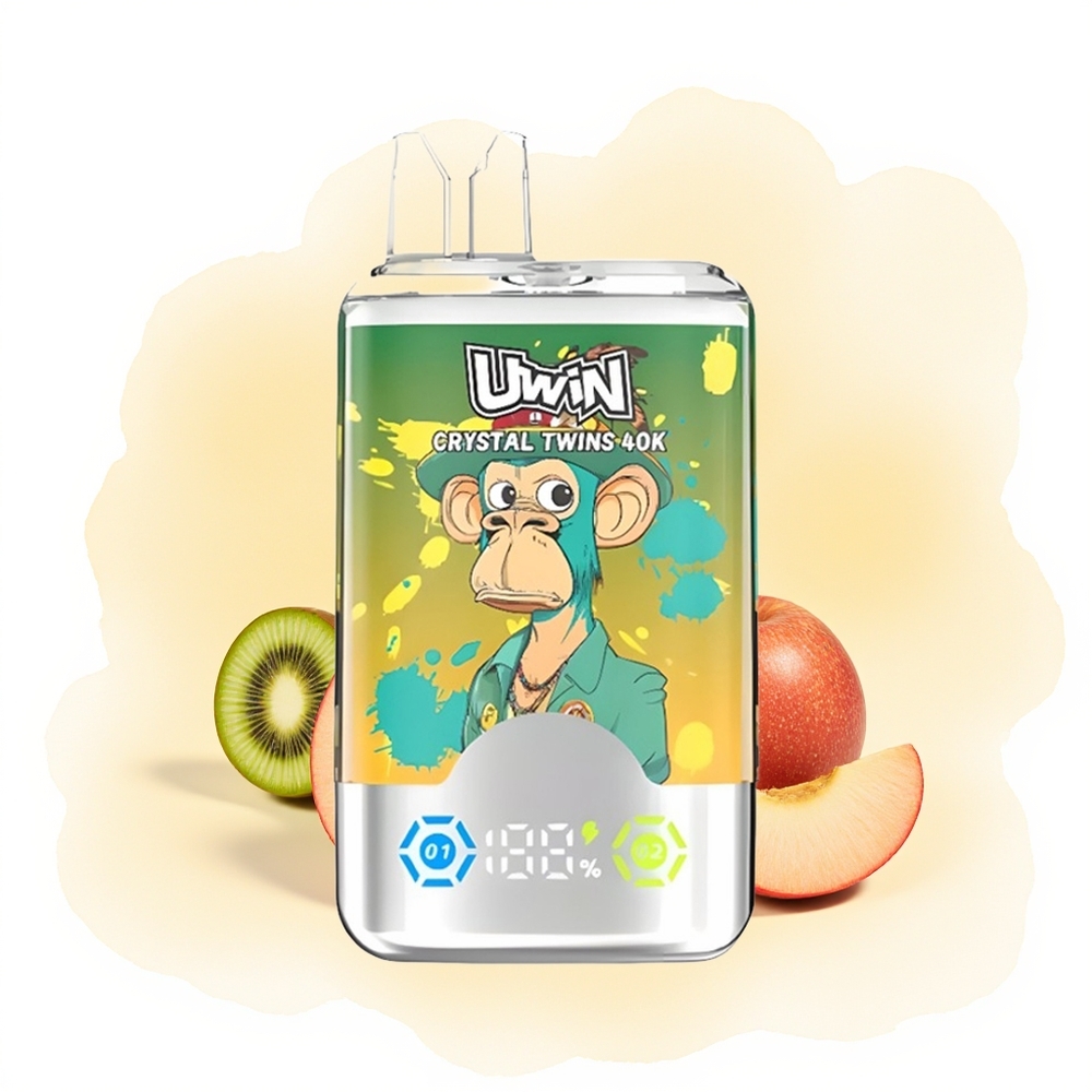 Wholesale Poland UWIN Crystal Twins 40000 Puffs Dwa Smaki Kiwi Passion Fruit Guava Dwa Jabłka