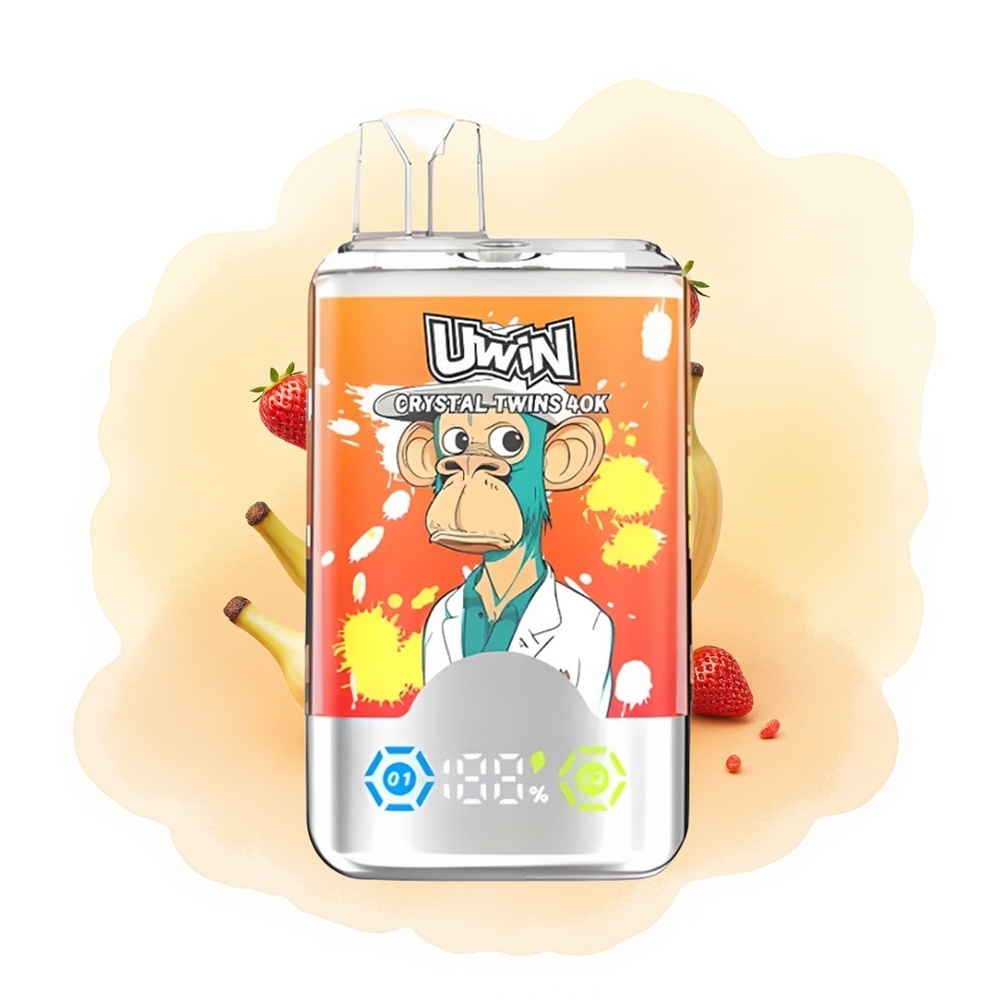 Wholesale Poland UWIN Crystal Twins 40000 Puffs Podwójny Smak Truskawka Banan Love 66