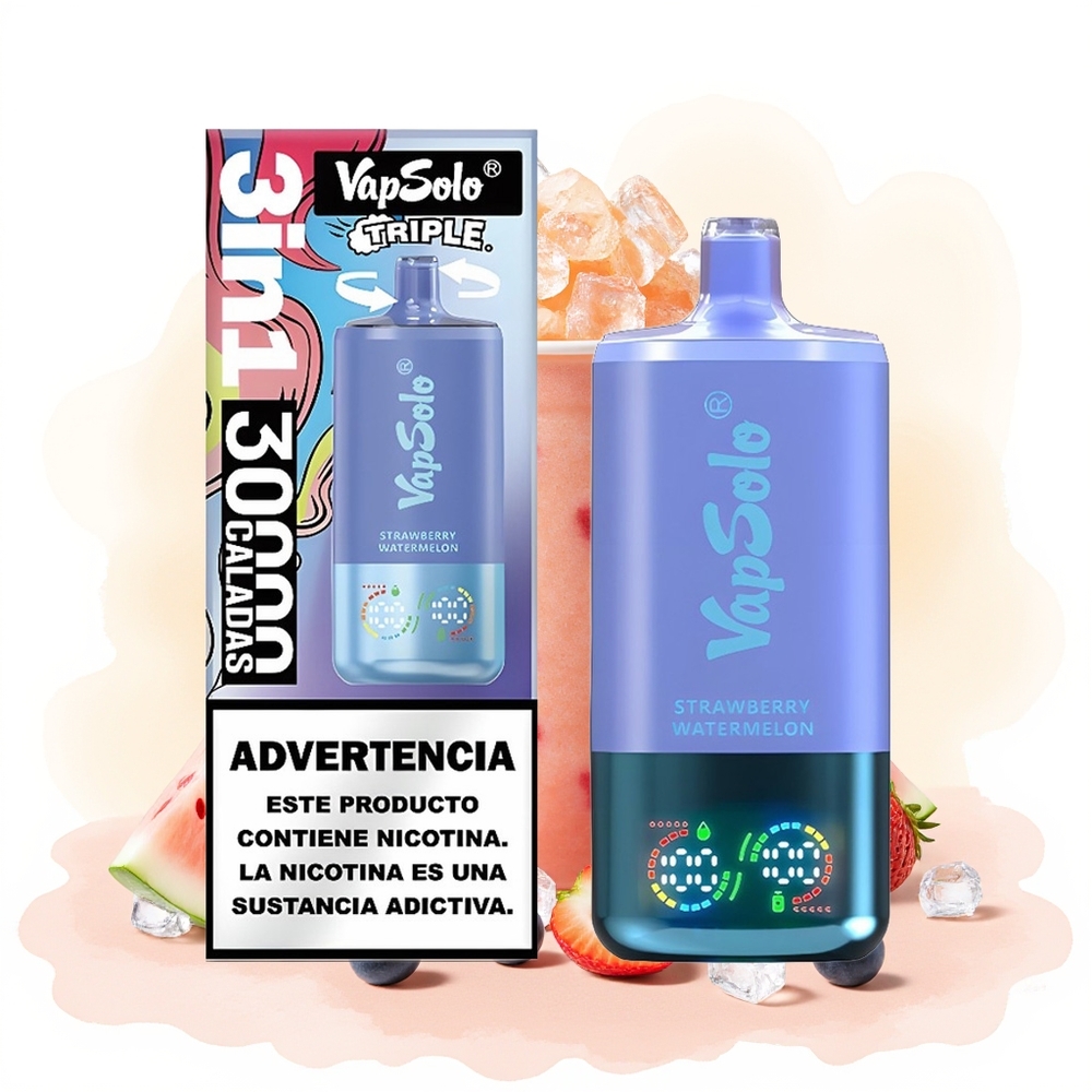 Wholesale Poland VapSolo Triple 30000 Puffs 40ml Truskawka Arbuz & Borówka Lód