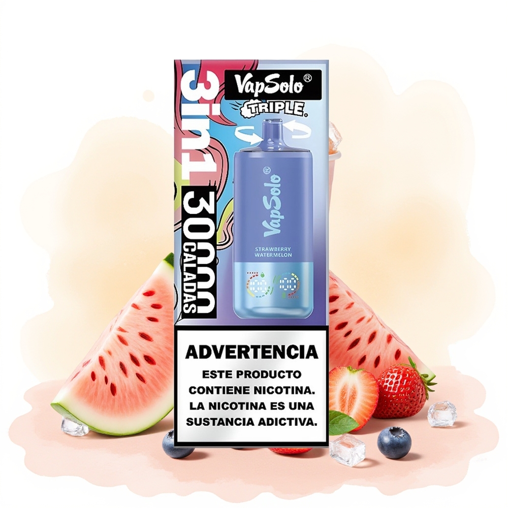 Wholesale Poland VapSolo Triple 30000 Puffs 40ml Truskawka Arbuz & Borówka Lód