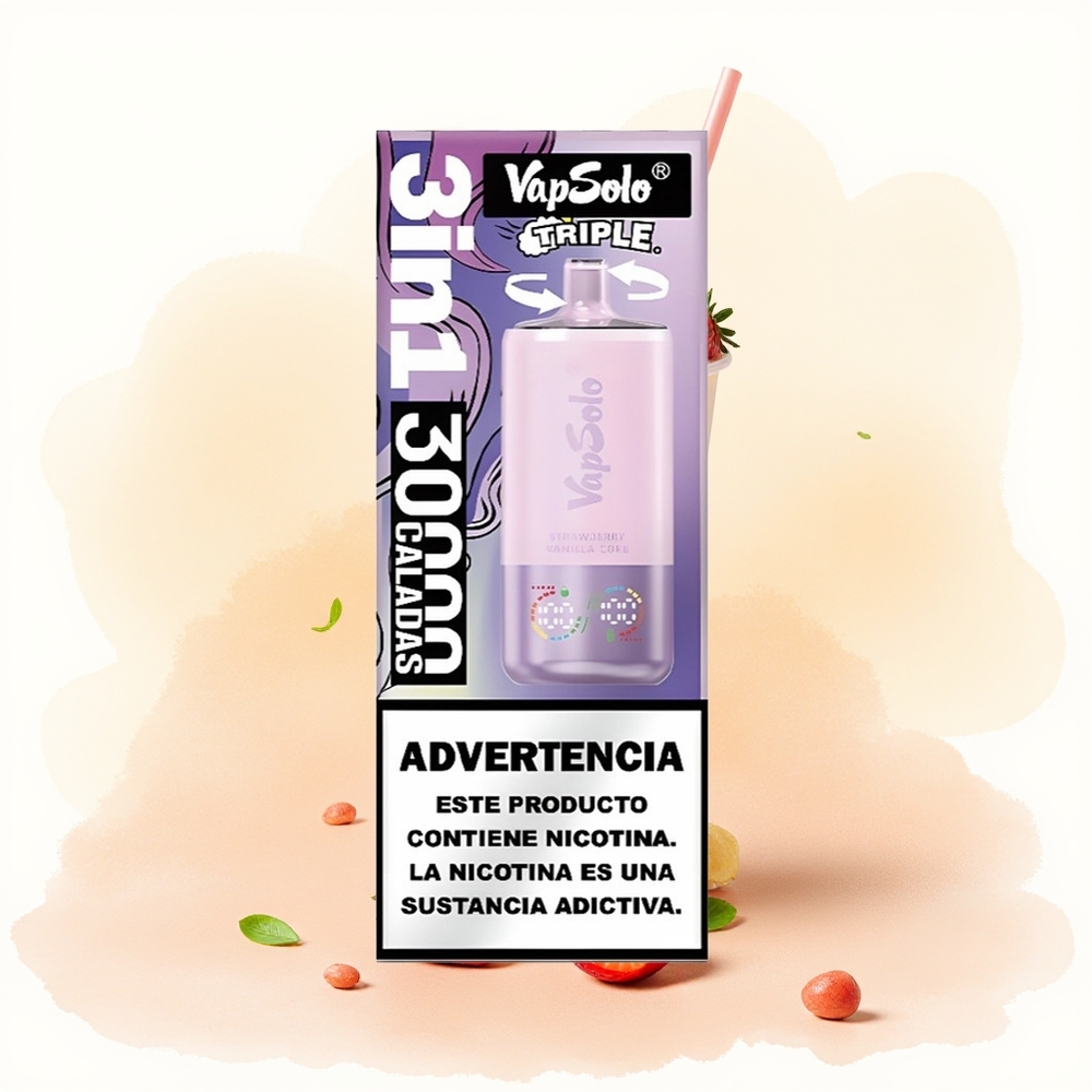 Wholesale Poland Vapsolo Triple 30000 Puffs 3 Oil Tank Truskawka Wanilia Cola