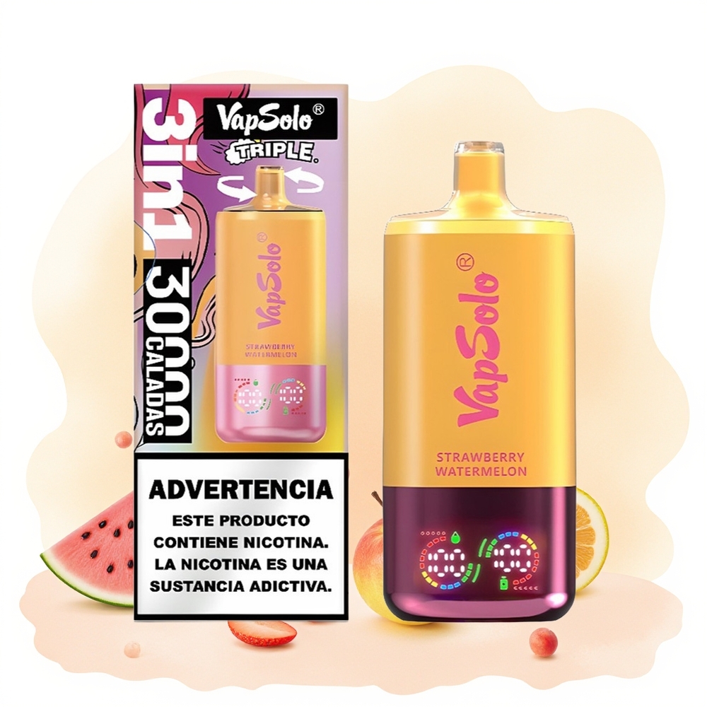 Wholesale Poland Vapsolo Triple 30000 Puffs 40ml Truskawka Arbuz & Brzoskwinia Limonka