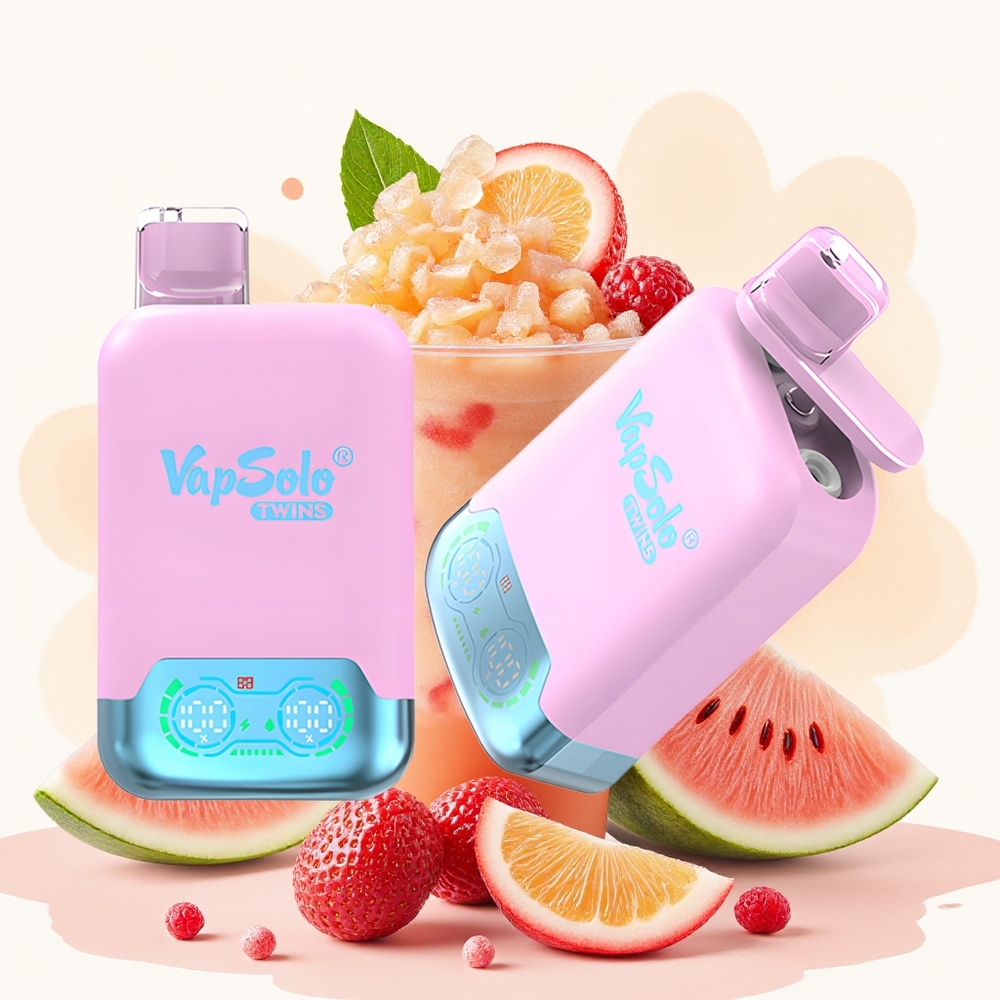 Wholesale Poland Vapsolo Twins 20000 Puffs Czarny Lód Smoczy Owoc Truskawka & Malina Arbuz