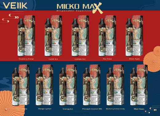 VEIIK Micko MAX jednorazowy waporyzator 1500 zaciągnięć PF00R44 VEIIK Vape Price ananasowe mleko kokosowe